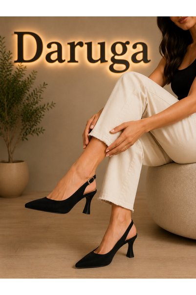 DARUGA Black Thin Heeled Evening Dress Shoes