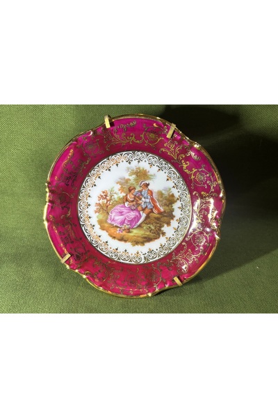 Fransız Limoges Porcelain Decorative Plate - 13 cm in Diameter