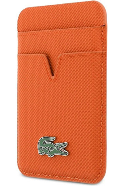 Lacoste Θήκη Καρτών MagSafe Iconic Petit Pique σε Πορτοκαλί Χρώμα