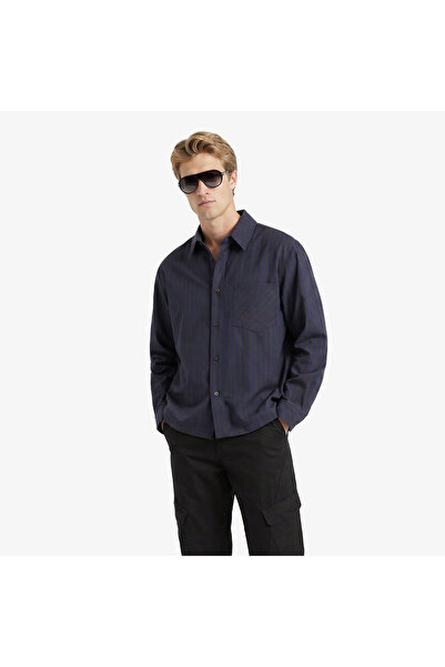 KARL KANI قميص بني للرجال من Signature Check Boxy