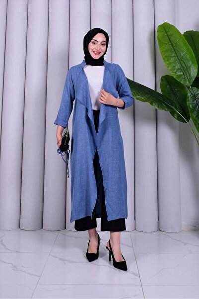 YAZGI MODA YAZGIMODA Şık Tasarım Kuşaklı Uzun Gri Tunik