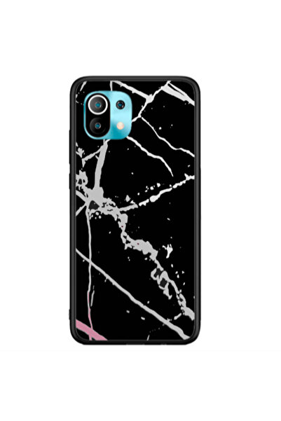 Other Xiaomi Mi 11 Lite Marble Cream Cracks Black Glossy Θήκη