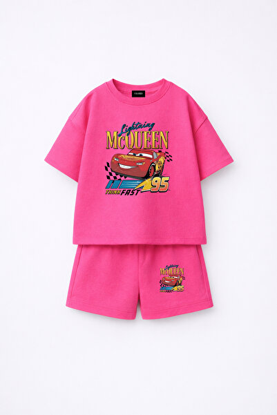 fasardi Cars Cars Lightning Mcqueen Printed Oversize 100% Cotton T-Shirt Shor...