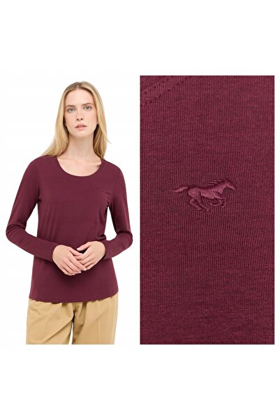 Mustang Bluza dama, Style Anne, Marime L, Rosu, Regular Fit, Bumbac, Design C...