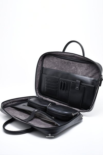 JANVIER Siyah Unisex Laptop Ve Evrak Çantası 15.6 - 16 İnç Uyumlu Çok Bölmeli Organizer Çanta