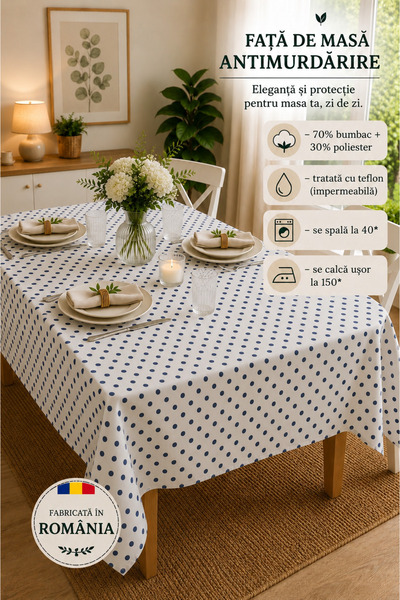 RALEX PUCIOASA Față de masă anti-pată 160x240cm, impermeabilă cu teflon, 70% ...