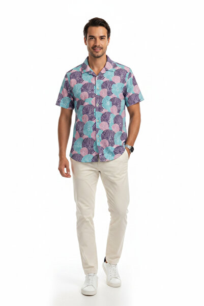 THOMAS Men’s Floral Mix Blue Pink And Purple Shirt