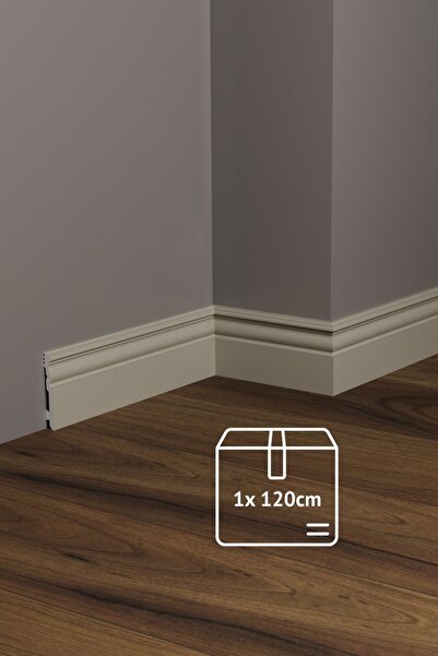 DECOR 10cm Vizon Süpürgelik 1 adet 120cm, Polimer Duvar Zemin Dekorasyonu Suy...