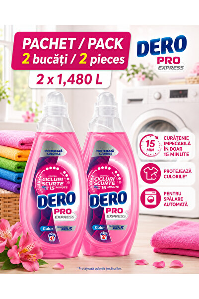 Dero Set 2 x Detergent gel pentru spalare automata Pro Express Color 1,48 litri