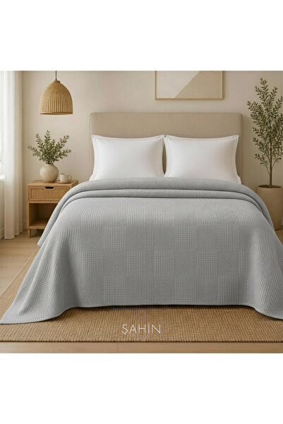 Şahinhome 100% Cotton Gray Color Double Waffle Pike 200 X 235 cm