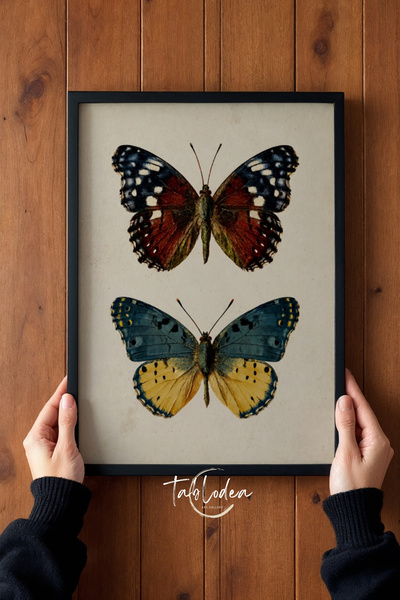 tablodea Vintage Butterfly Painting – Botanical Nature Themed Stylish Kitchen...