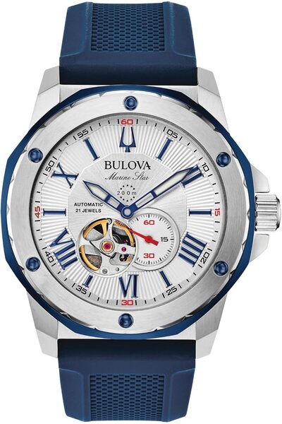 Bulova Marine Star Men's A-Series Automatic Three-Hand Silicone Strap Watch, ...