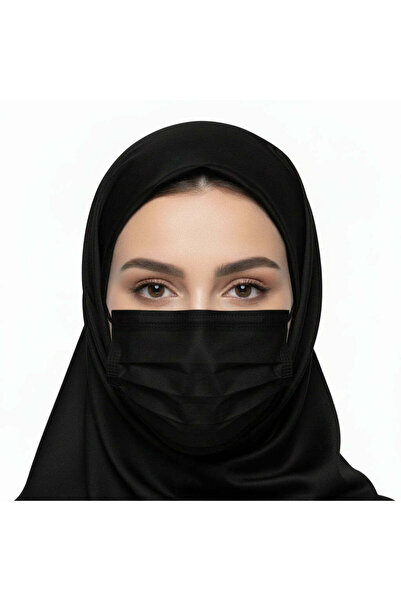 Wanwane 3-Ply Disposable Face Mask – Black, 50 Pieces (Elastic Ear Loop)