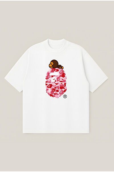 Moon Dancer Abc Camo Milo on Ape Head Head Oversize Boxy Cut Unisex 100% Cott...