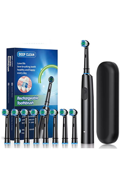 Choice8 8pcs Black with box Intelligent Rotating Electric Toothbrush Recharge...