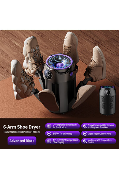 choice2 EU Black Intelligent Timer Shoe Dryer Household Portable Folding Six ...