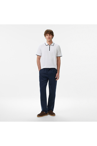 Nautica Erkek Lacivert Regular Fit Keten Pantolon