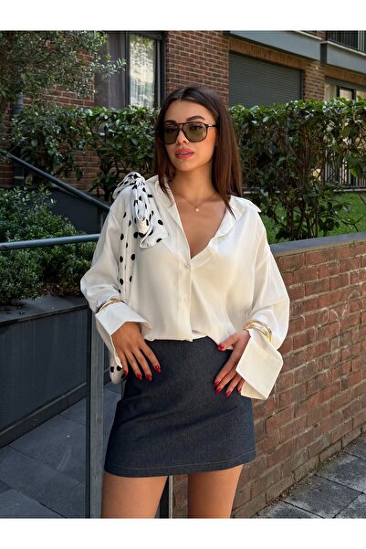 Laluvia Ecru Crepe Fabric Shirt - 7398