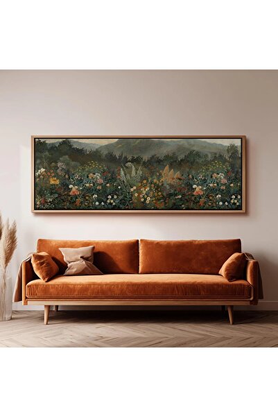 dekorodam Modern Soyut Temalı Ahşap Çerçeveli Panoramik Duvar Tablosu – Salon...