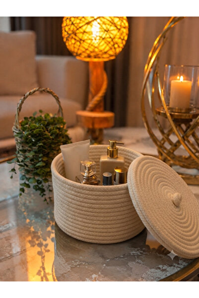 ZEMİRA TEKSTİL Basket with Lid, Multi-Purpose Organizer Basket, Bathroom and ...