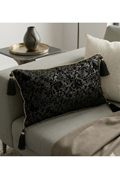 ANKABAYB Luxury Velvet Covered Decorative Cushion Cover with Tassel Edges, 2 ...