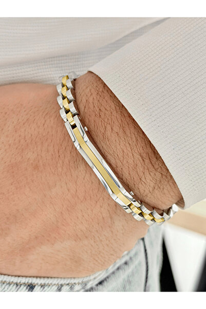 FERRO Yellow and Silver Steel Men's Bracelet Frj10126A-D 2 Year Warranty Gift...
