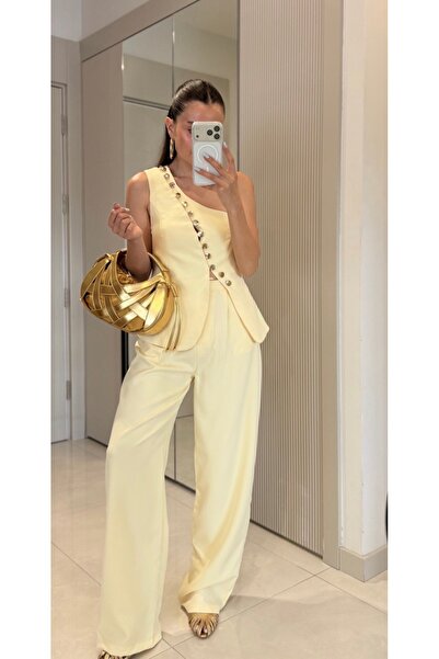 Butik Sarı gold düğmeli takım