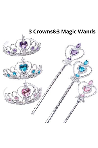 Choice 6pcs 6pcs Rhinestone Tiara Crown and Magic Wand With Glitter Crystal H...