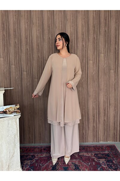 Miss Rosemoon Yeni Sezon Tesettür 3’lü Takım –Taş ve inci detaylı, Tunik ve P...