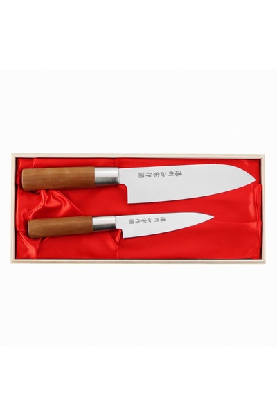 Satake Set 2 cutite de bucatarie Satake, Cutie pentru cadou, Otel, Lemn, Argi...