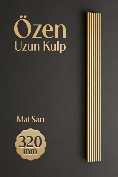 Badem10 Özen (1 Adet) 320 mm Mat Sarı Çizgili Metal Mobilya Dolap Çekmece Kul...