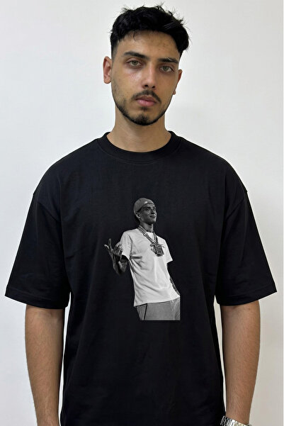 Anetos تي شيرت أسود كبير الحجم مطبوع بتصميم ترافيس سكوت_90