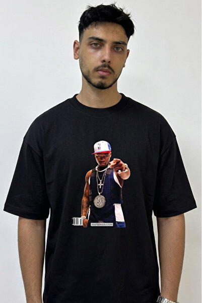 Anetos 50 Cent_50 Dizajn Tiskana Oversize Crna Majica