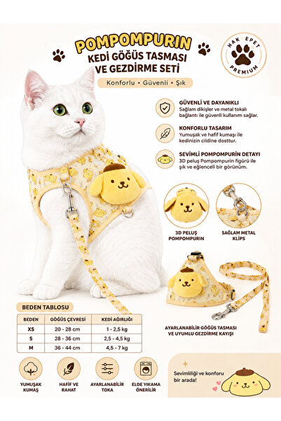 Yıldızhane Anti-Escape Breathable Fabric Cat Dog Collar Set