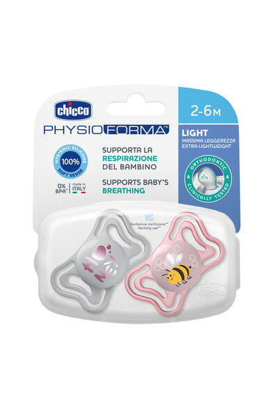Chicco Suzetă PhysioForma Light, 2 bucăți, roz, 2-6 luni