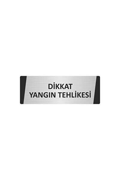 Özarslan Dizayn Attention Fire Hazard Metal Warning Sign 7X20 cm Silver Color