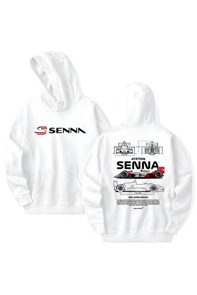 STİL-X سويت شيرت بقلنسوة من القطن المطبوع بأكمام طويلة من Ayrton Senna مكون م...