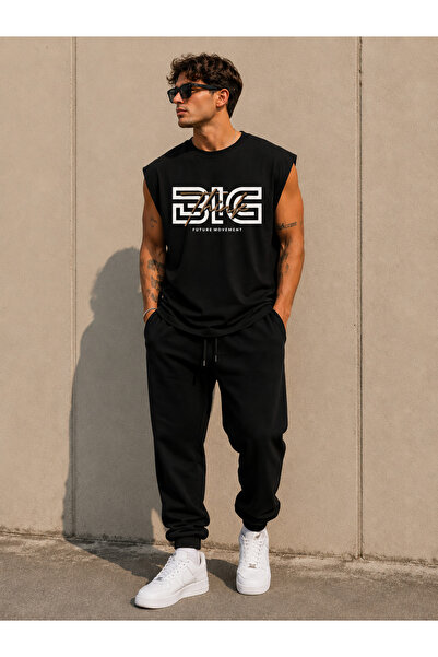 herkesemoda Tricou cu gâtul tip crewneck, cu imprimeu Big Thing și mâneci scurte