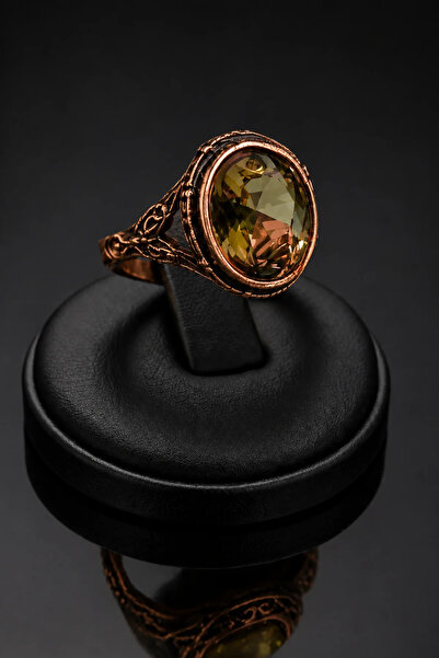 OSMANLI GÜMÜŞ Women's Copper Ring Zultanite Natural Gemstone Oval Model Coppe...
