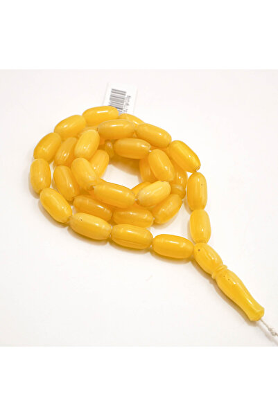 Generic Vintage Aleppo Baga Rosary 33 Beads 8x15mm Bright Yellow Oval Prayer ...