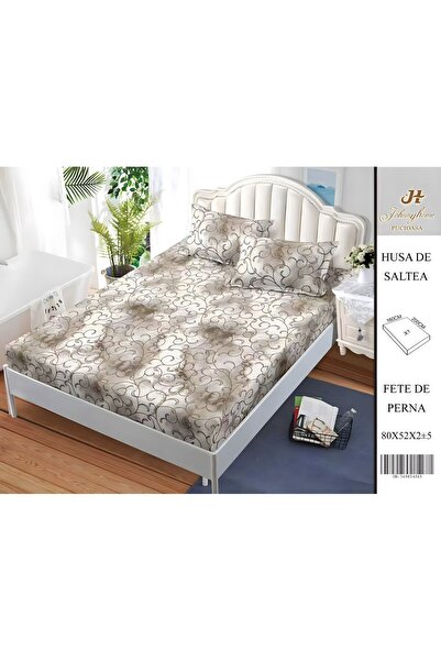 naniland.ro Husă de Pat Bumbac Satinat 2 Persoane 3 Piese cu Elastic 160x200 ...