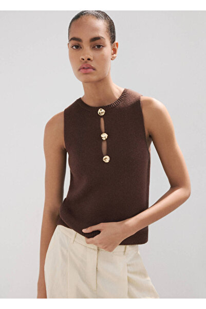 MANGO Woman Boncuk detaylı triko bluz