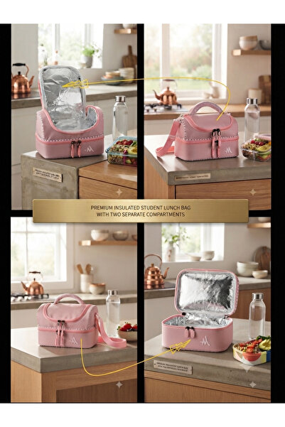 Shopiolog Two-Compartment Waterproof Thermal Lunch Bag for Primary School Kin...