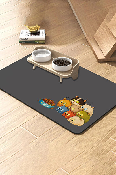 MatGo Pati Kedi Köpek Beslenme Matı 50x70cm Su Geçirmez Mama Kabı Altlığı Paspası Mırmır Yıkım Ekibi