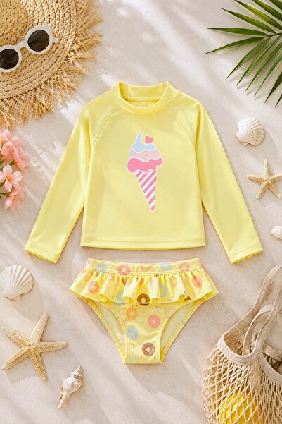 DeKuBaby Novi sezonski set bikinija sa dugim rukavima, kratkim topom i mini s...