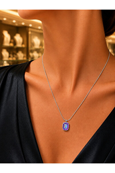 CAXBERN Zircon Colored Heart Necklace