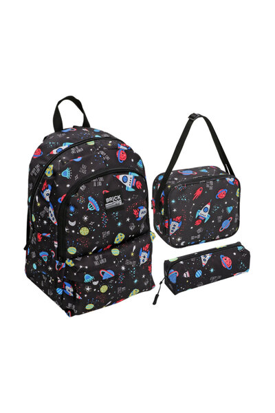 Brick Bag Okul Çantası 3'lü Set (8'li Paket)