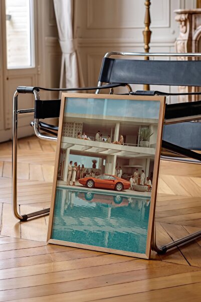 Postifull Classic Car and Modern Architecture Poster, Wooden Framed Poster, O...