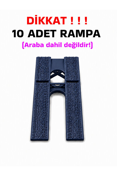 Tech Trade 1:64 Ölçek Araba Rampası - Lacivert - Lastik İzli - 10 Adet