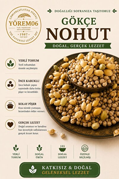 yorem06 YÖREM06 YERLİ TOHUM GÖKÇE NOHUT-İNCE KABUK KOLAY PİŞİM 1 KG